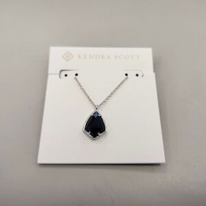 NWT Kendra Scott Silver-Tone Black Cory Pendant Necklace